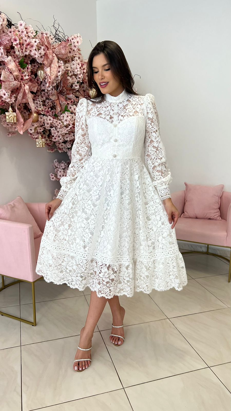 Vestido de noiva civil com laço