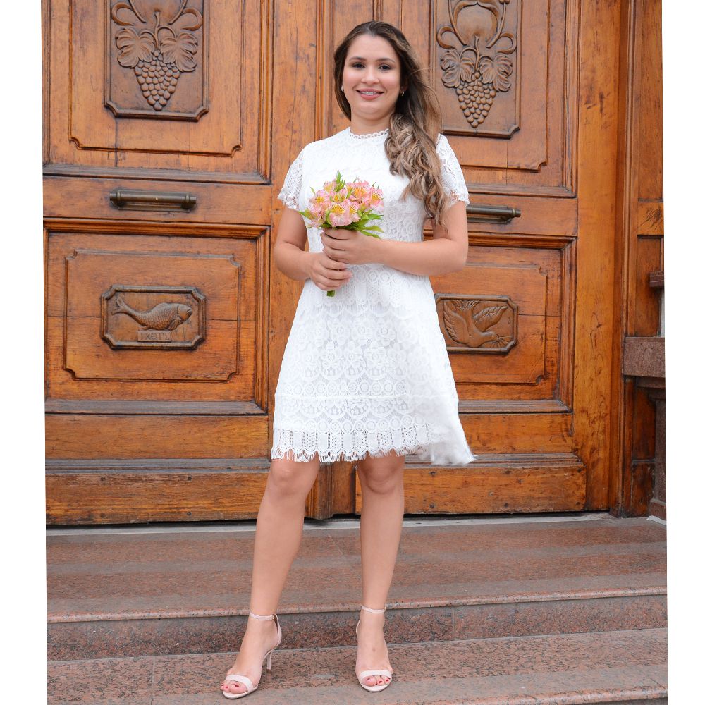 Vestido de noiva civil em crepe