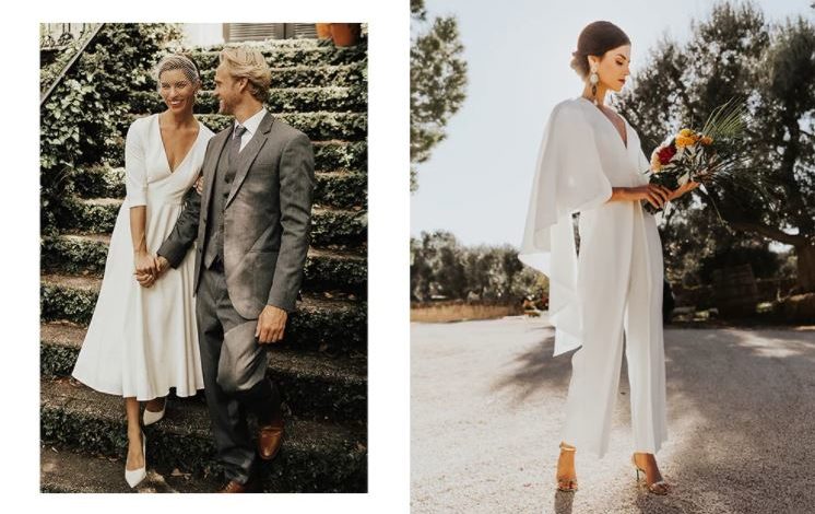 Vestido de noiva civil em chiffon