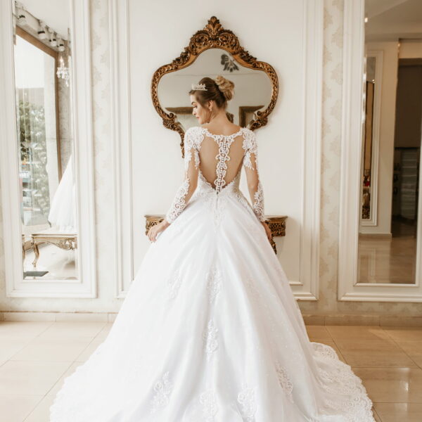 vestido de noiva manga caida
