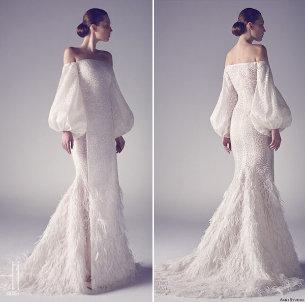 vestido de noiva manga caida