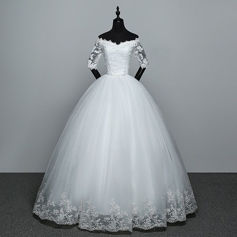 vestido de noiva manga caida