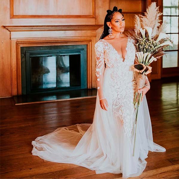 vestido de noiva manga caida