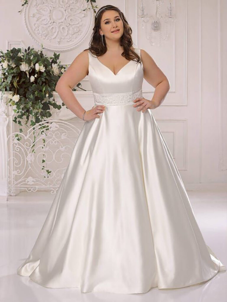 vestido de noiva plus size cetim