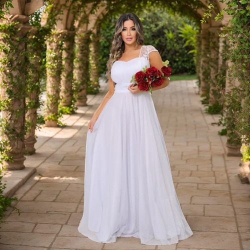 vestido de noiva simples evasê