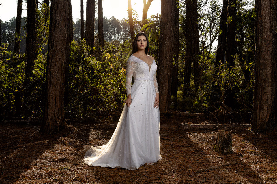 vestido de noiva simples e elegante longo