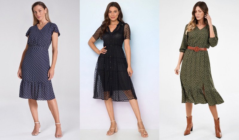 vestido de poá vs vestido floral