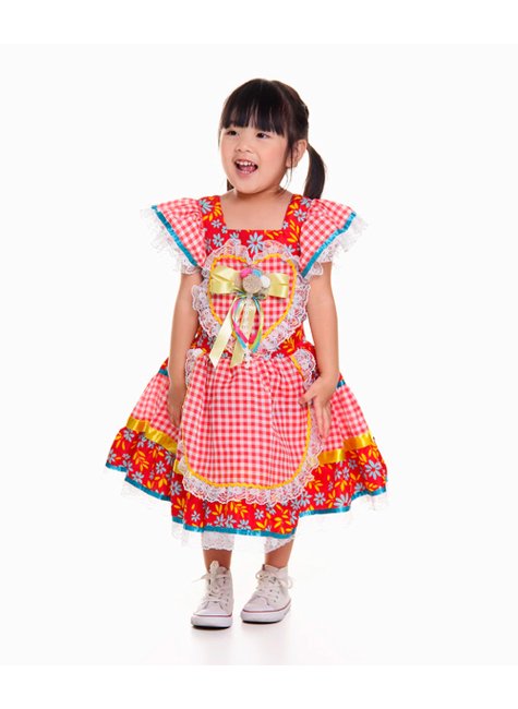 Vestido infantil festa junina para quadrilha