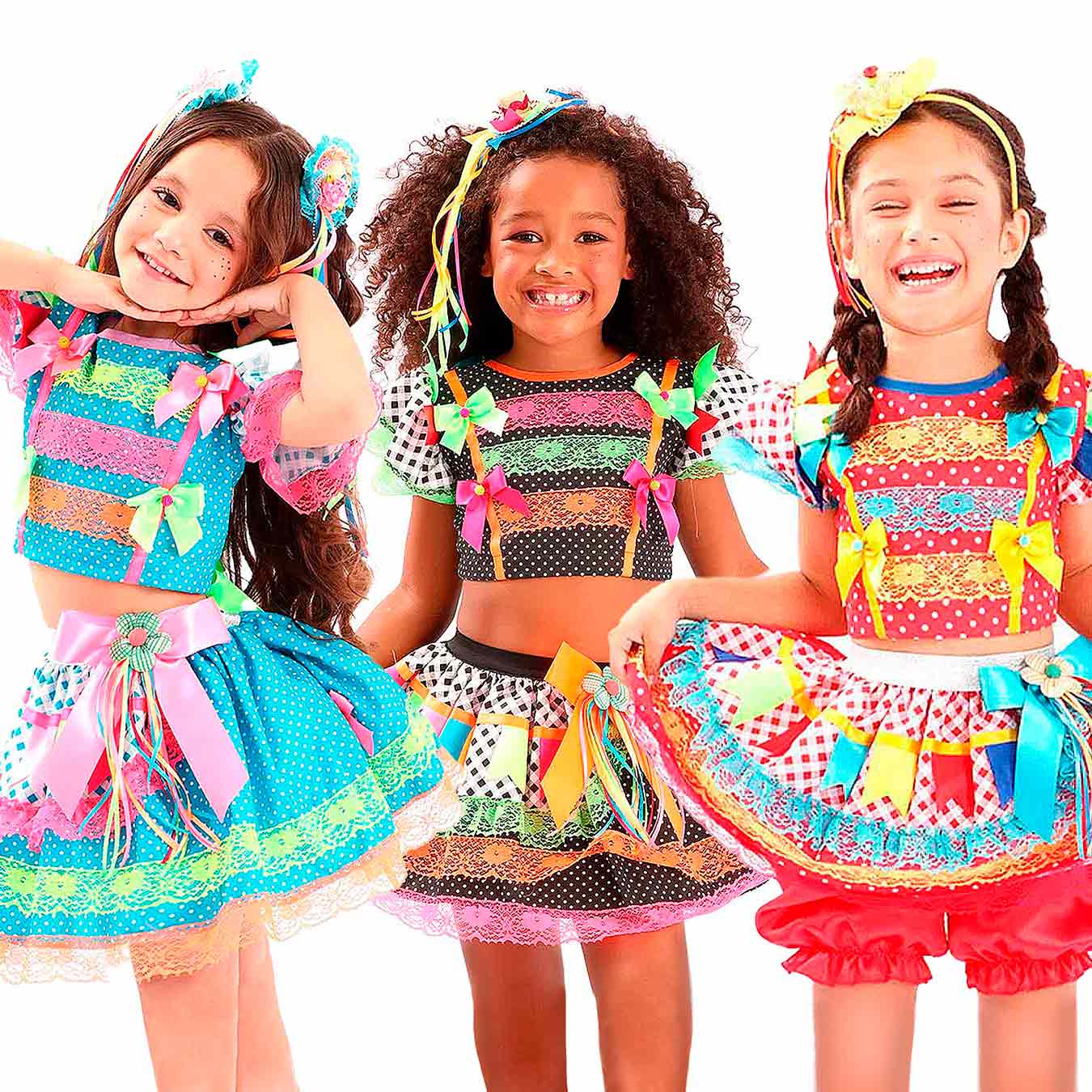 Vestido infantil festa junina luxo tule