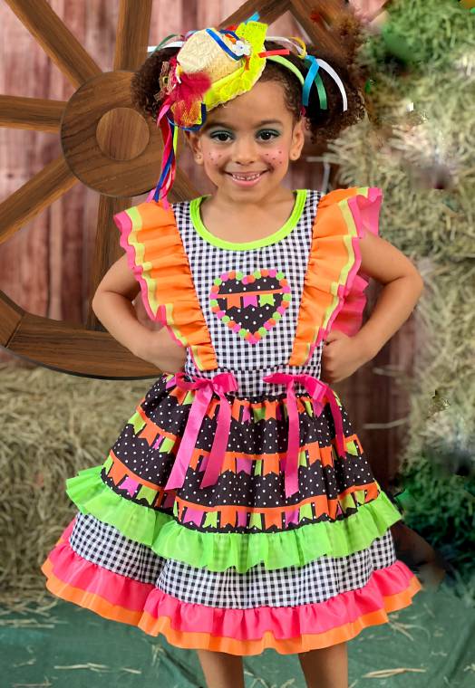 Vestido infantil festa junina xadrez