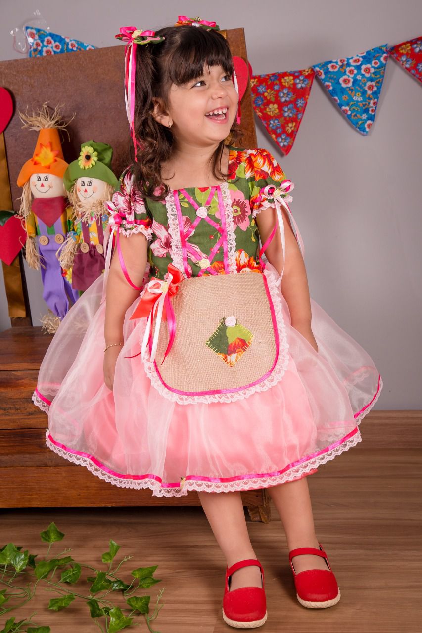 Vestido infantil festa junina floral