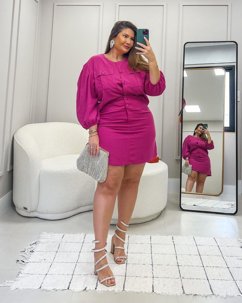 vestido fucsia justo