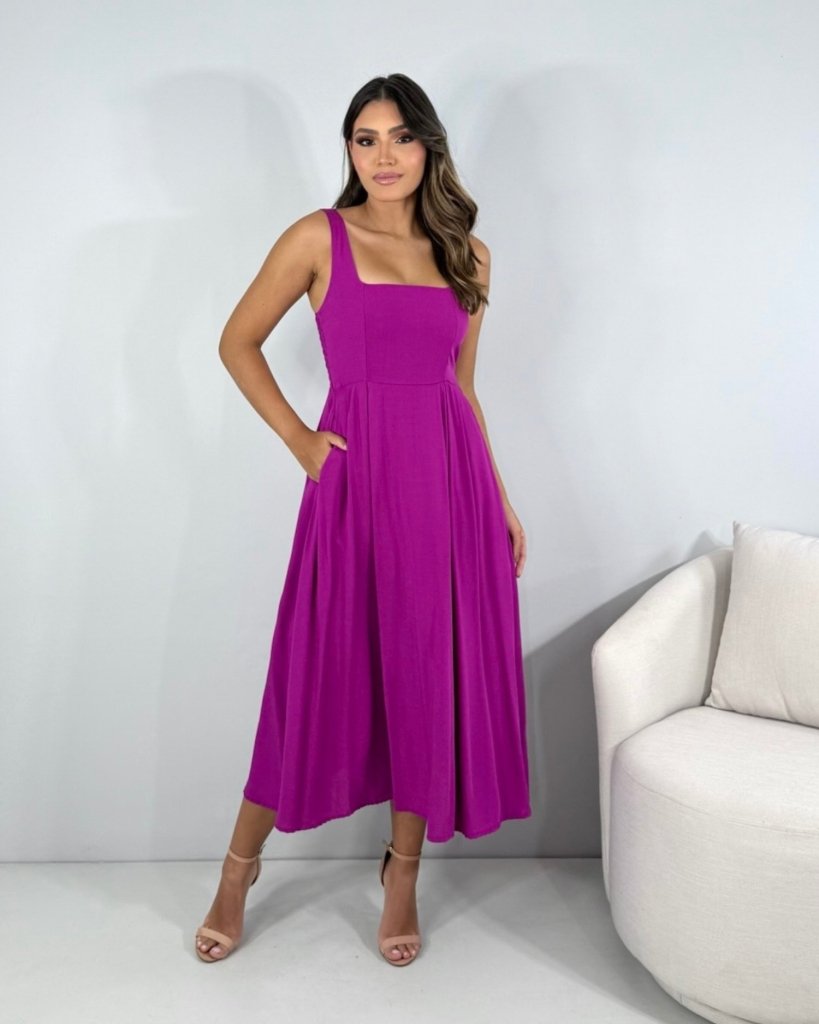 vestido fucsia plus size
