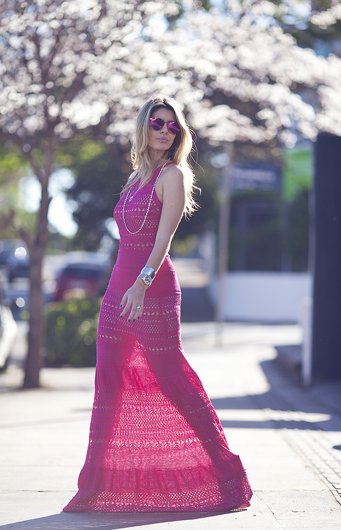 vestido fucsia casual