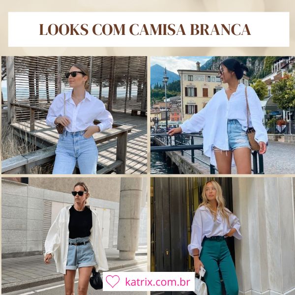 look vestido jeans e camisa branca