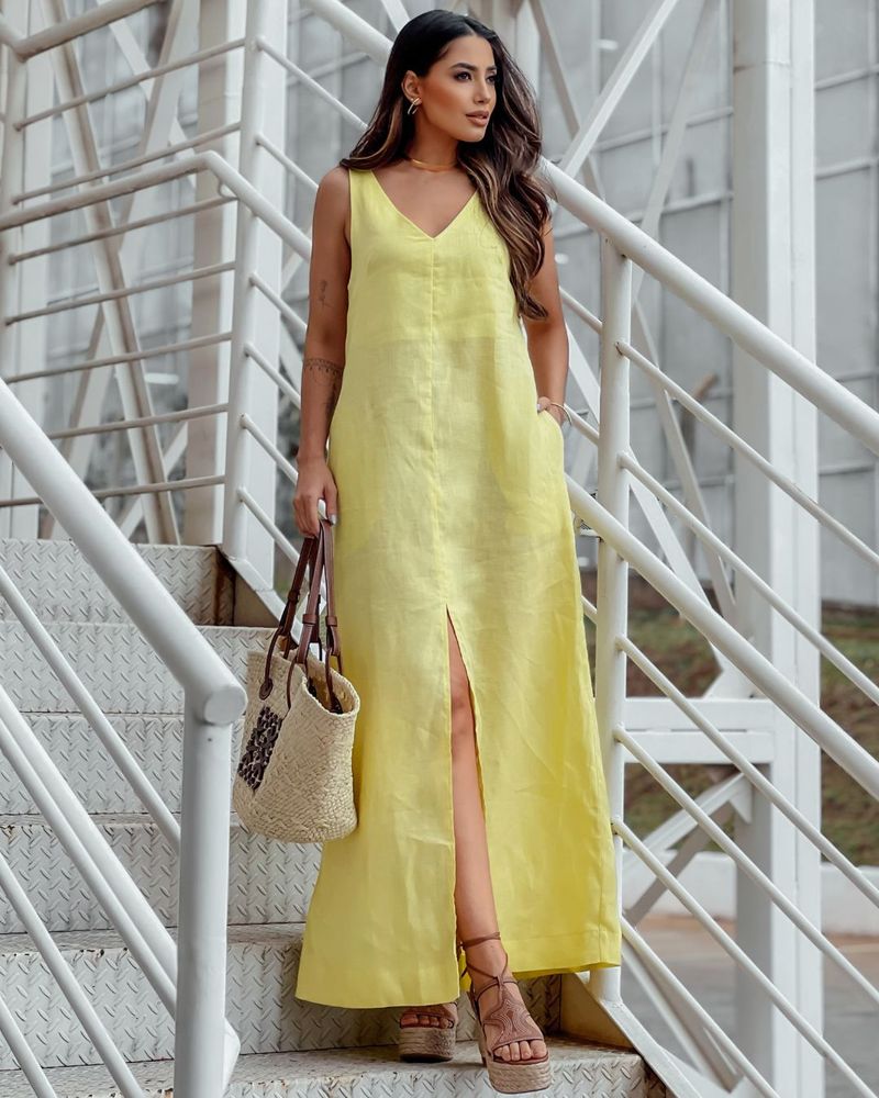 vestido de linho para verão