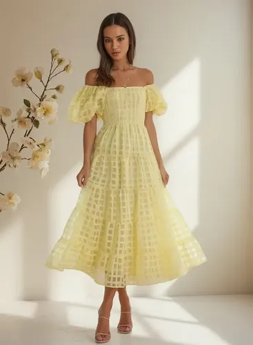 Vestido de laise manga bufante