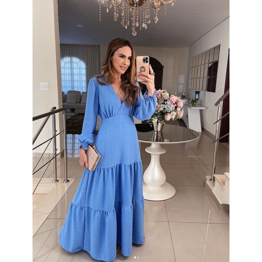 Vestido de laise manga bufante