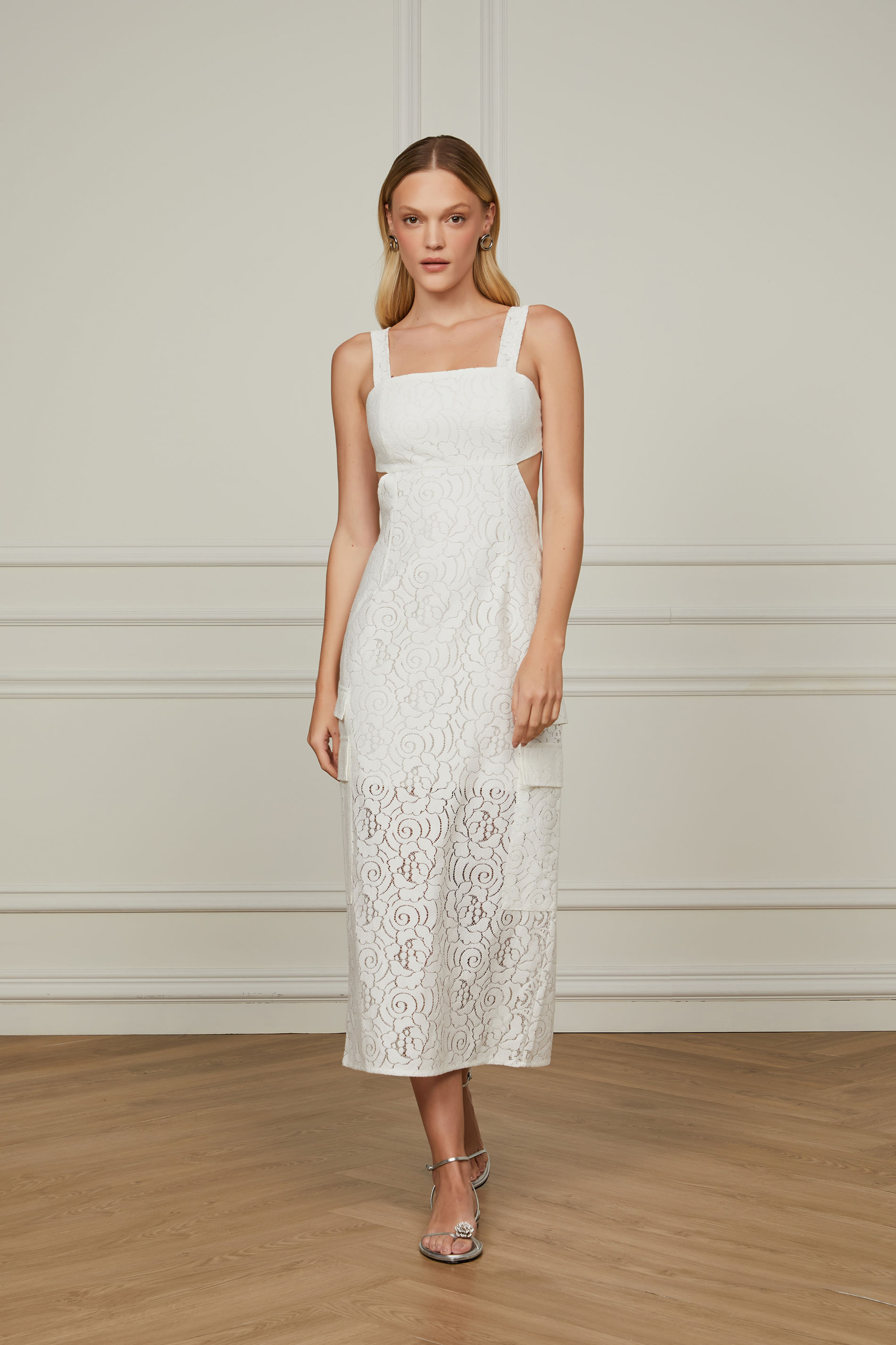 vestido midi branco para casamento civil