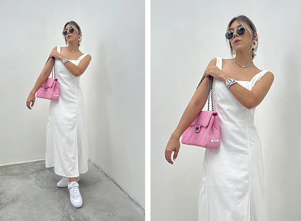 vestido midi branco para batizado