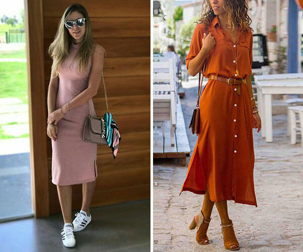 Vestido midi casual justo