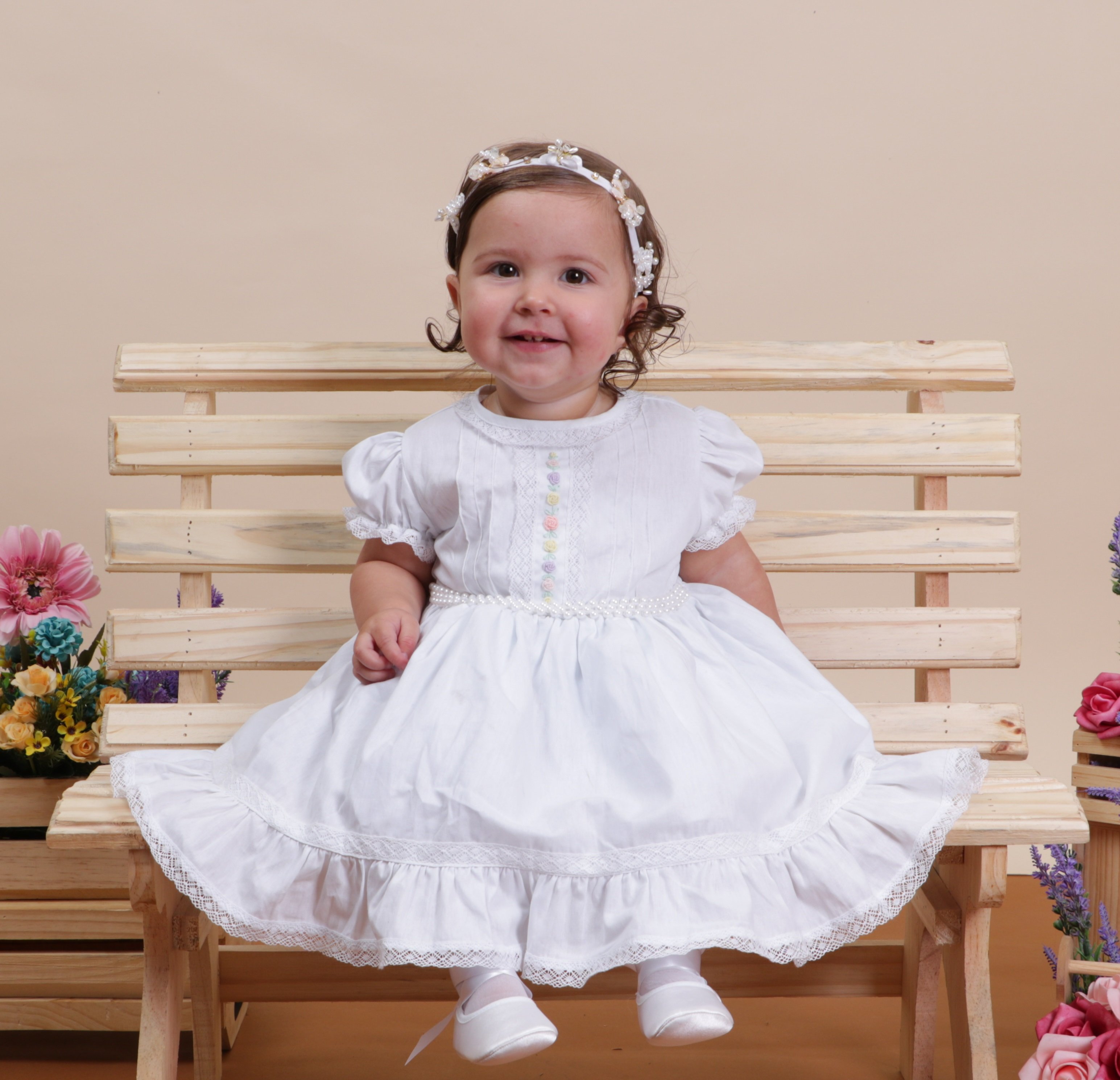 vestido de batizado em linho