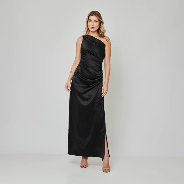 vestido preto longo para dia