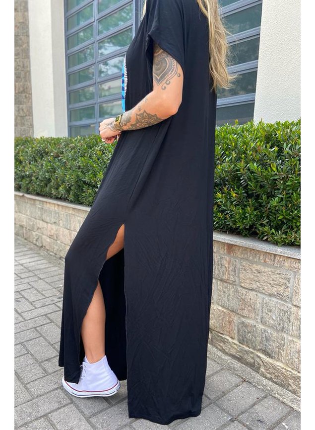 vestido preto longo soltinho