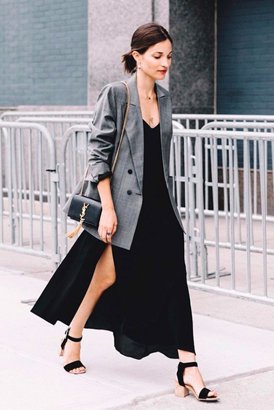 vestido preto longo de seda