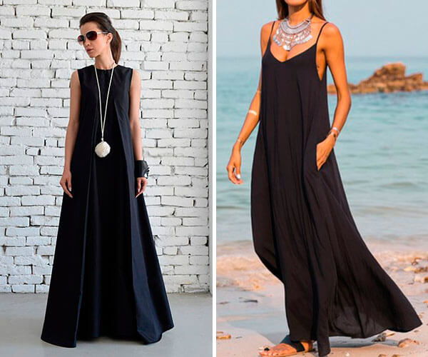 vestido preto longo plus size
