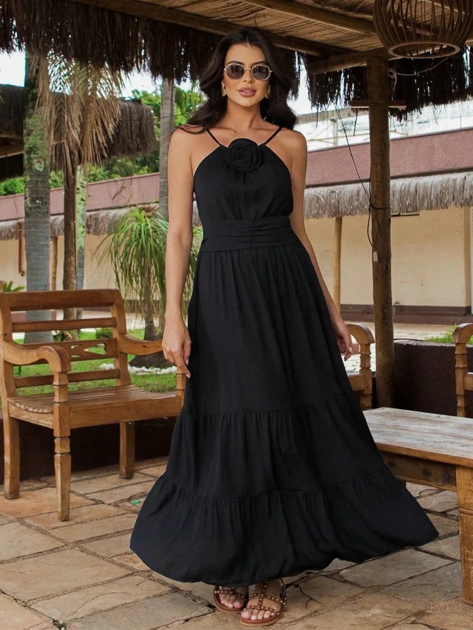 Vestido de Festa Longo com Babados ref 2735