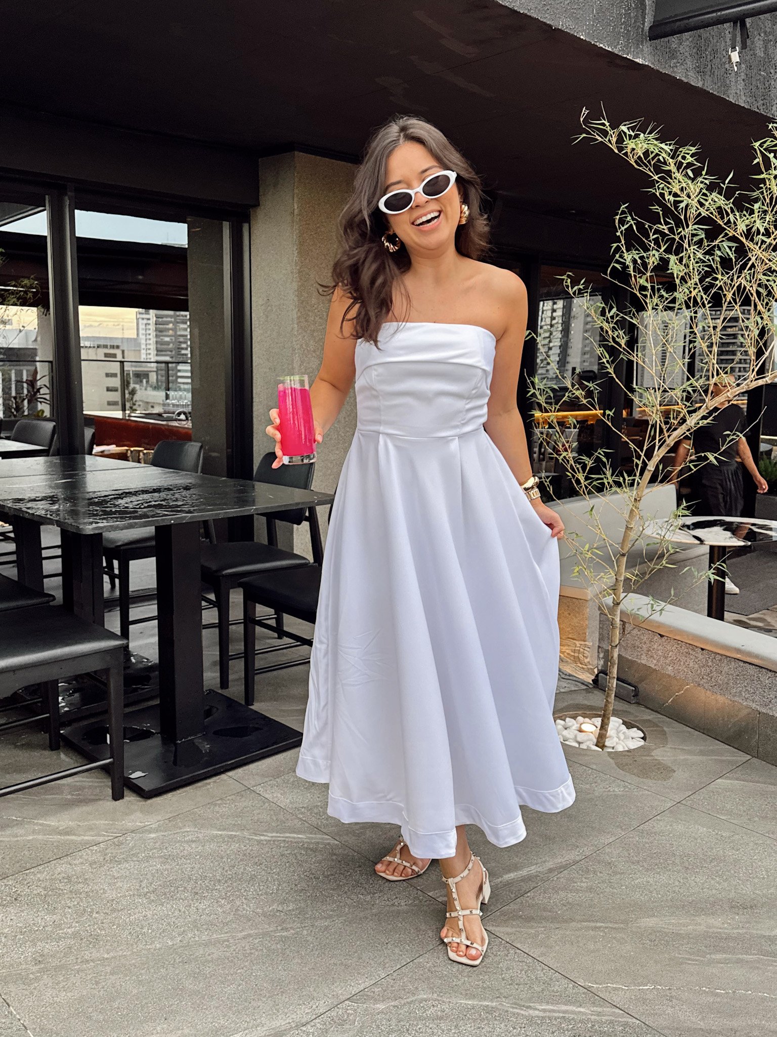 Vestido tomara que caia midi