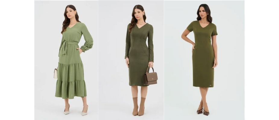 Vestido verde-oliva casual
