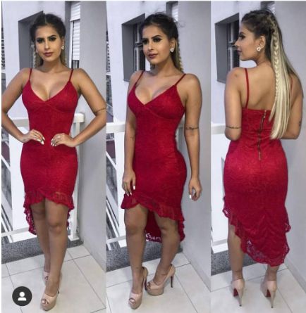 vestido vermelho curto de zibeline