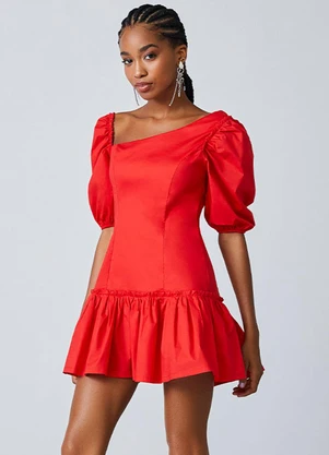 vestido vermelho curto de ribana