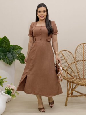Vestido evangélico de linho