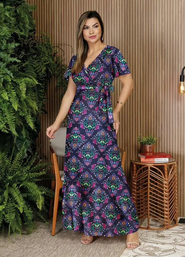 Vestido evangélico com estampa floral