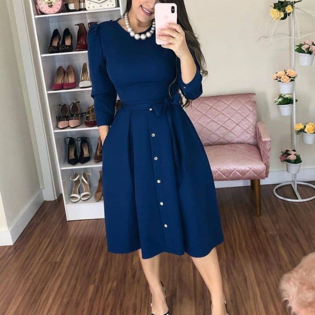 Vestido evangélico com estampa abstrata