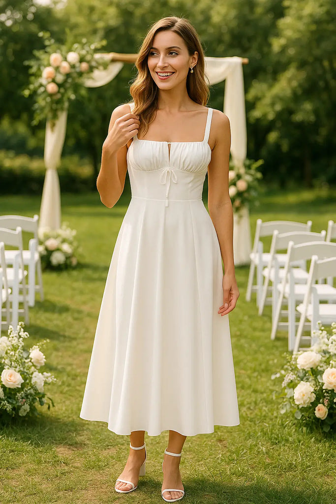 vestido midi vs longo para convidada de casamento ao ar livre