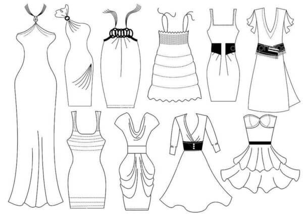 desenhos de vestidos para pintar