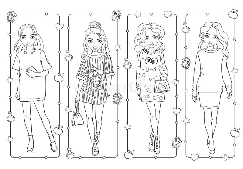 moldes de vestidos para colorir