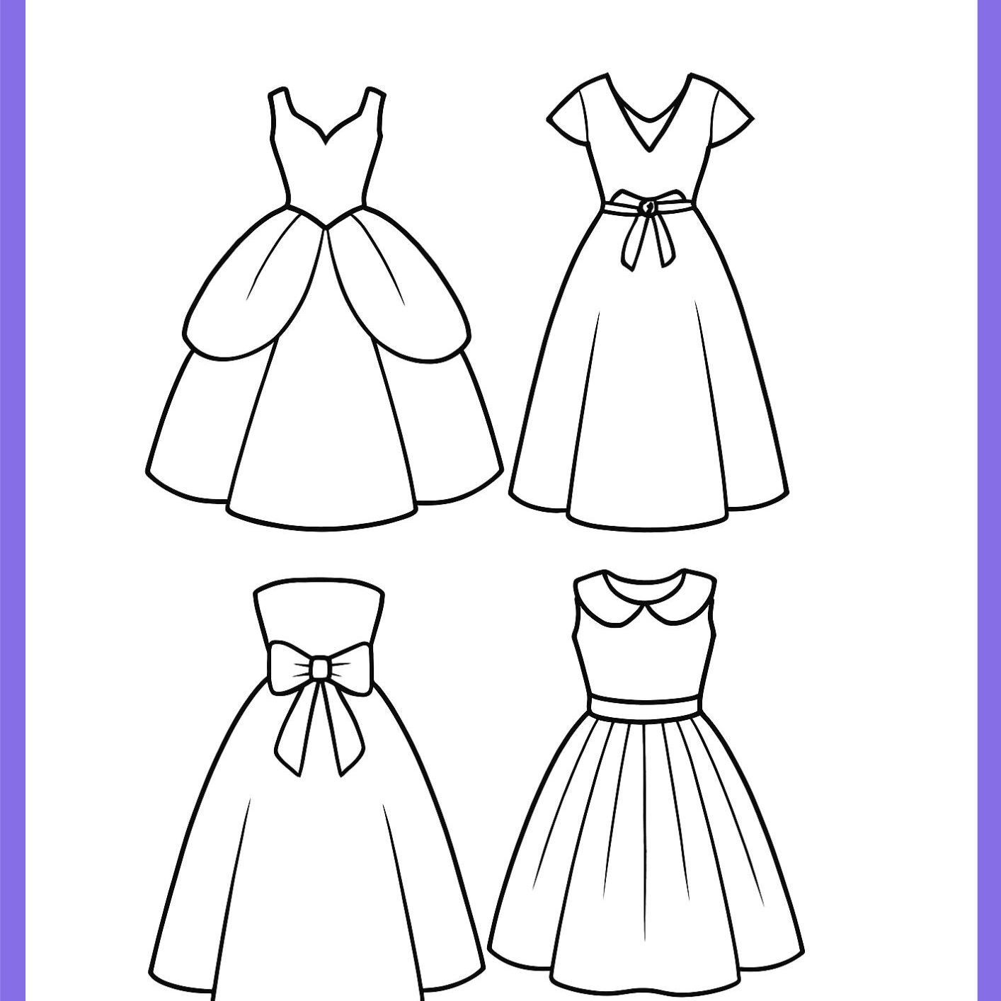 vestidos de noiva para colorir