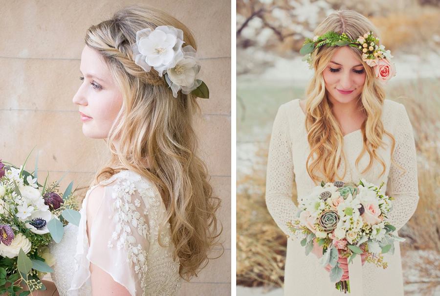 Grinaldas e Acessórios: O Que Combinar com Véu e Cabelo Solto?