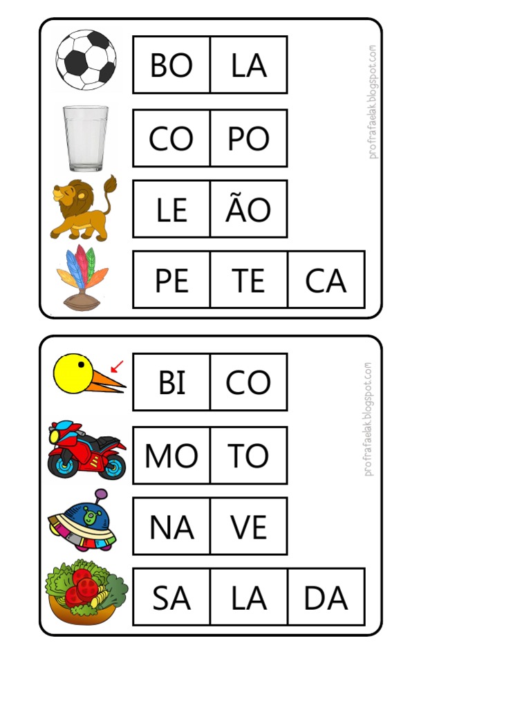 bingo de palavras por sílabas