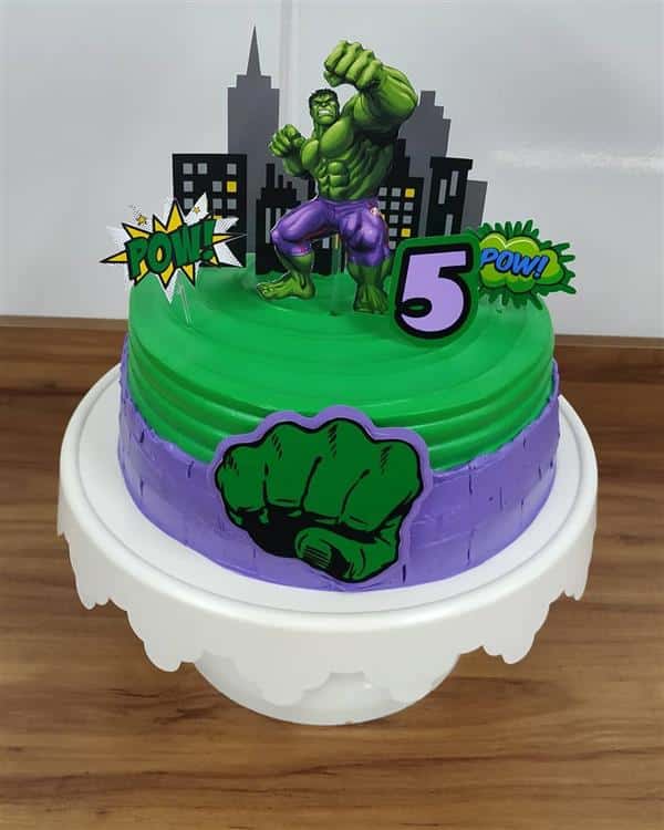 bolo vingadores 5 anos hulk