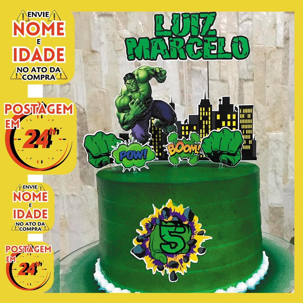 decoração bolo hulk infantil
