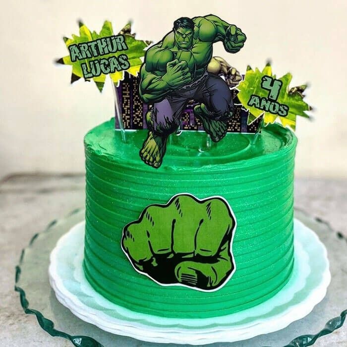 bolo vingadores 5 anos hulk