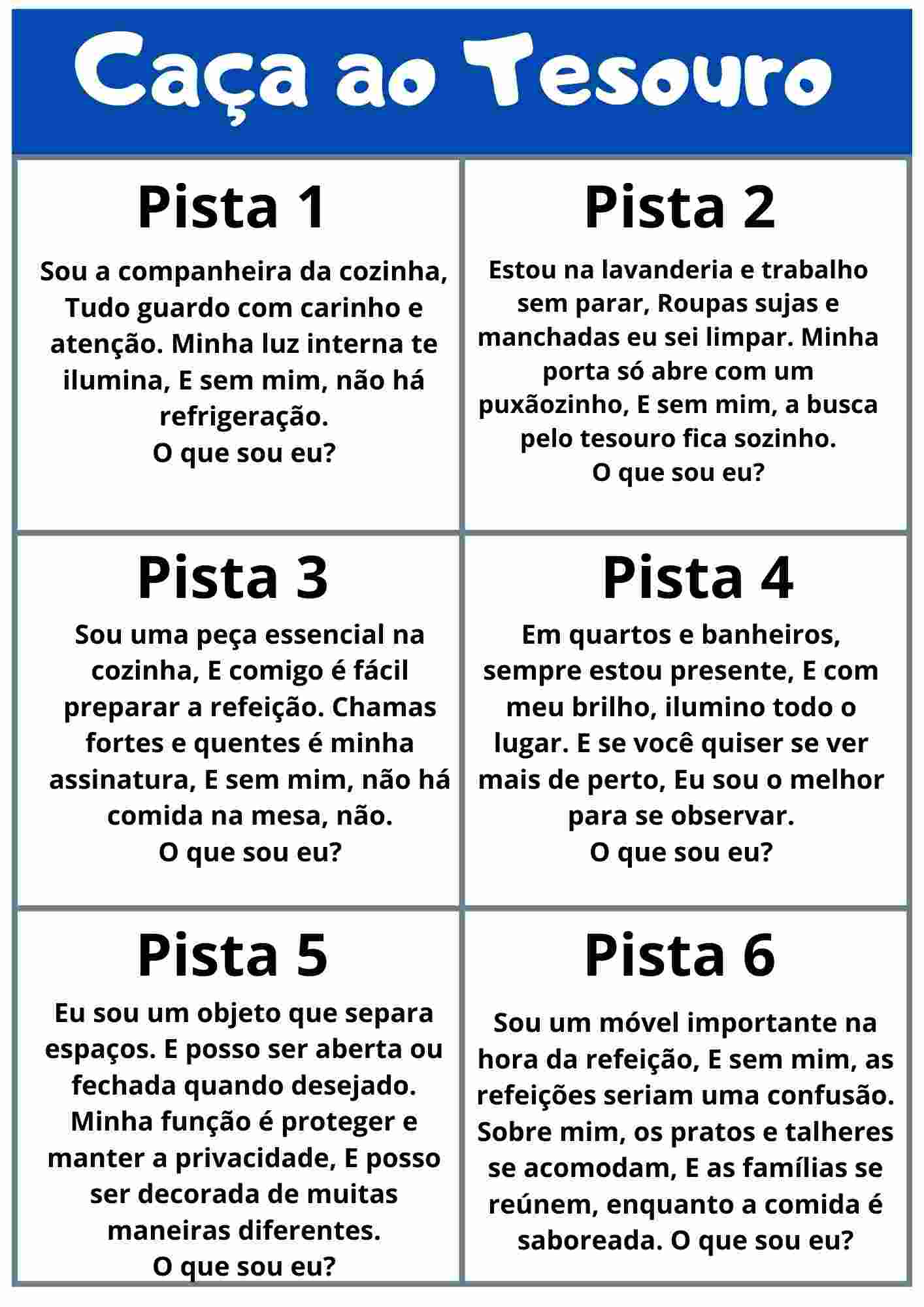 como organizar caça ao tesouro em casa