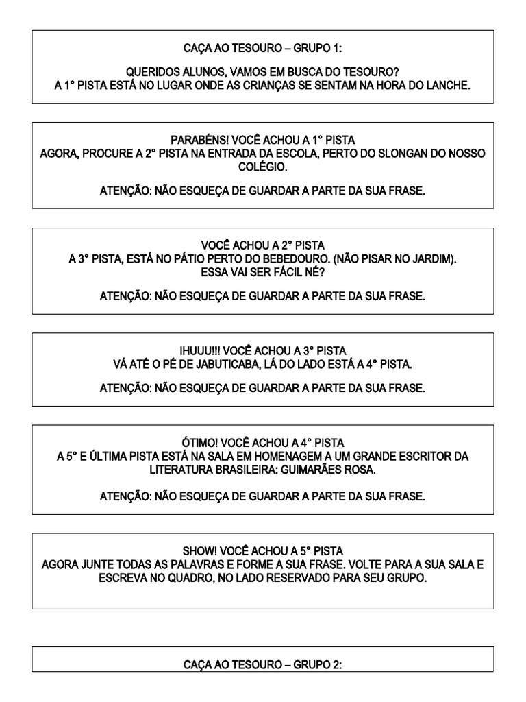 enigma para caça ao tesouro