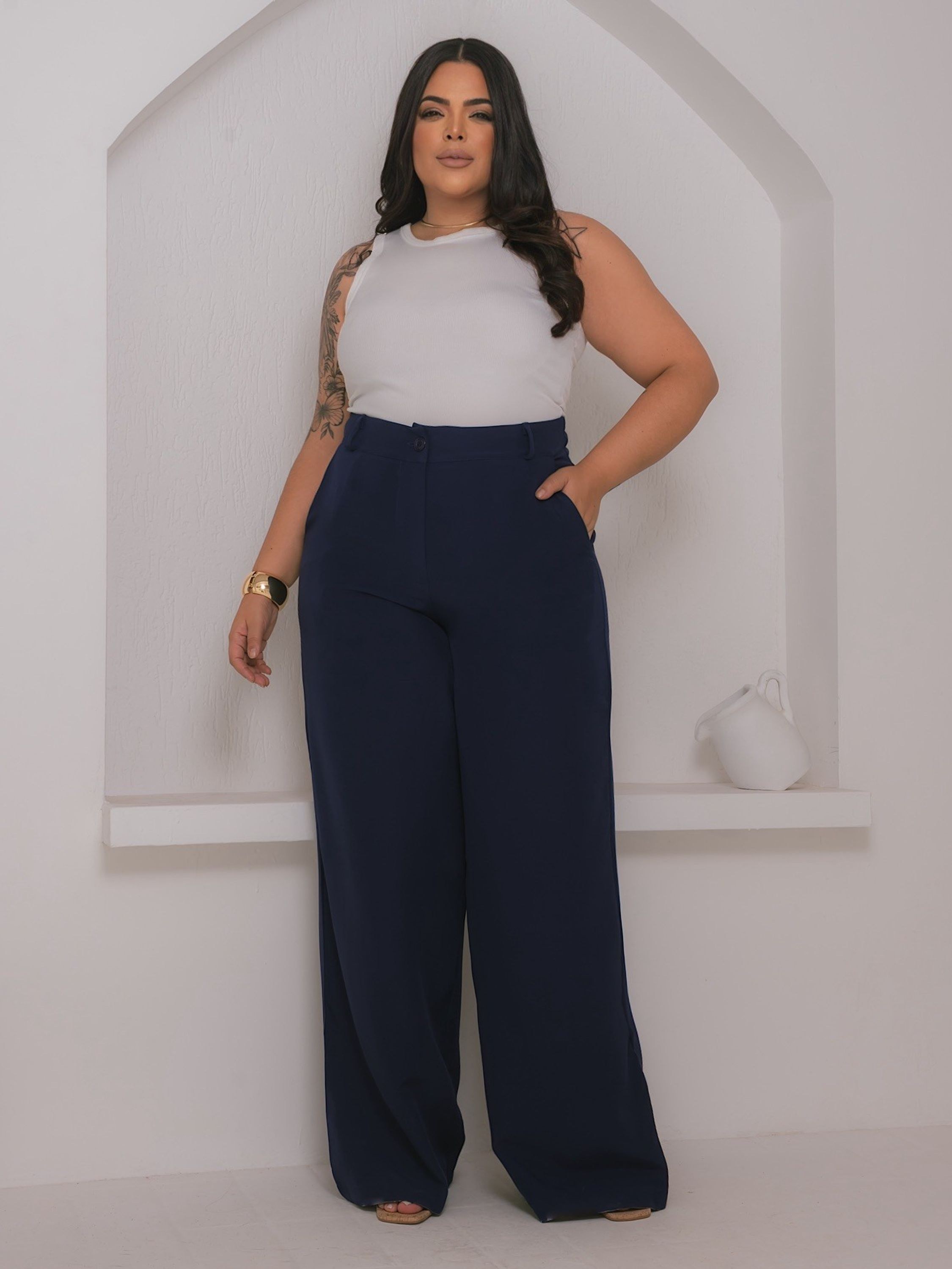 calça pantalona plus size barata